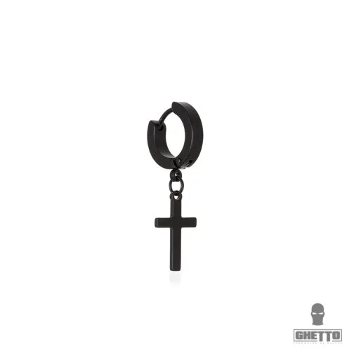 ghetto kpop cercei negru cruce din oțel inoxidabil 1pcs