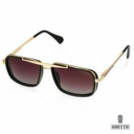 Ghetto Square Steampunk ochelari de soare polarizați cadru auriu Unisex
