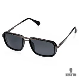 Ochelari de soare polarizați Ghetto Square Steampunk Black Gun Metal Frame Unisex