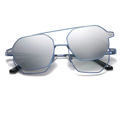 ghetto hexagon sunglasses polarized & reading blue frame unisex