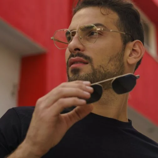 ghetto hexagon sunglasses polarized & reading gold frame unisex