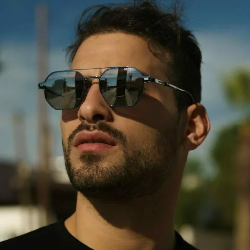 ghetto hexagon sunglasses polarized & reading blue frame unisex