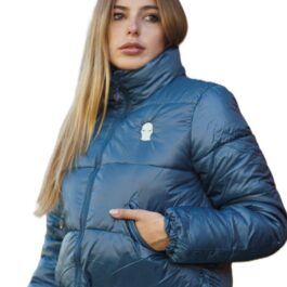 Ghetto Crop Puffer Jacket for women | Embroidered Mask Logo