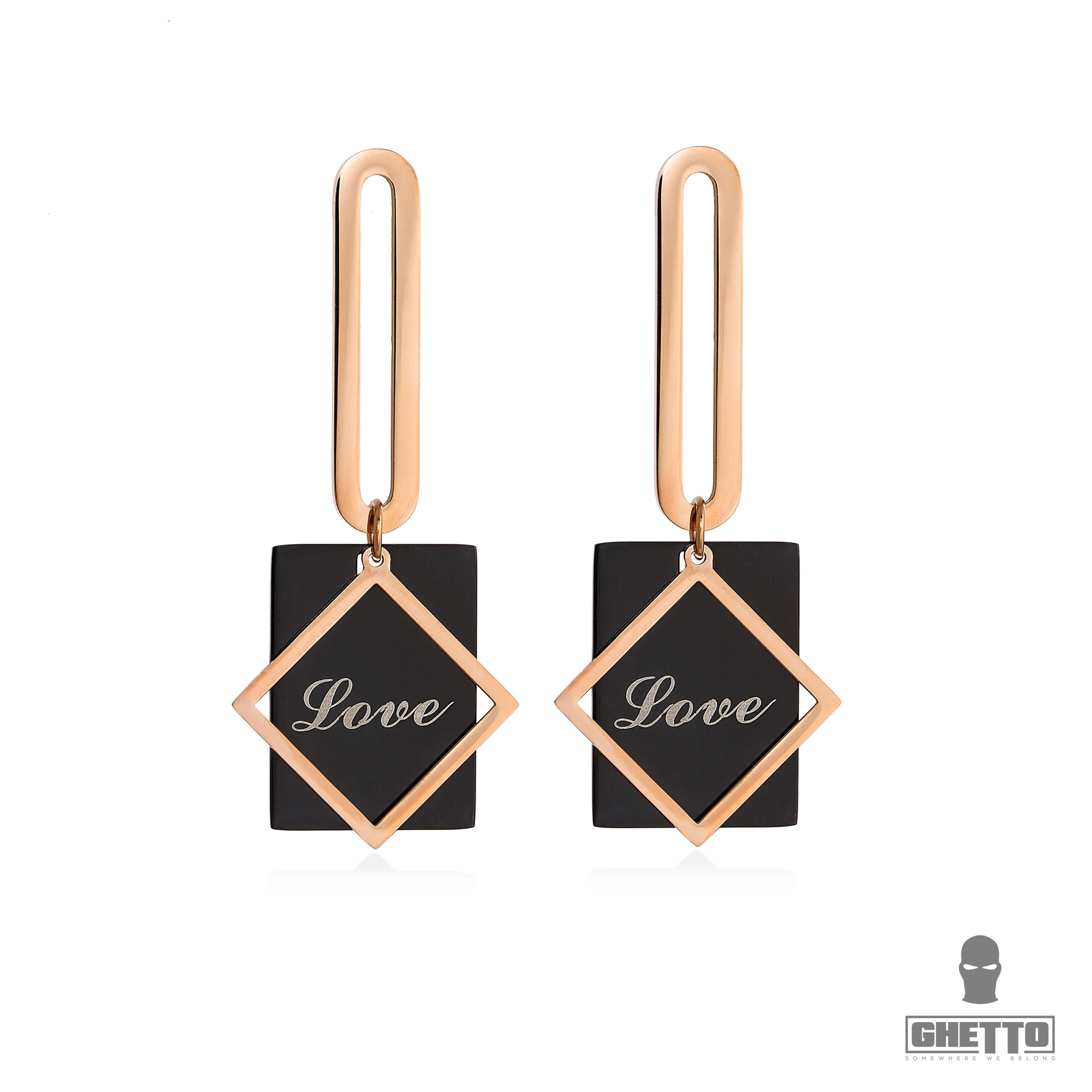 ghetto fashion love acrylic stainless steel earrings