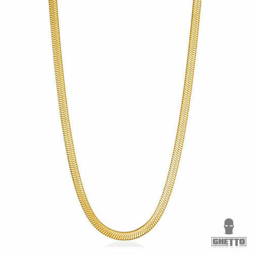 ghetto 18k gold filled stainless steel herringbone choker layered necklace