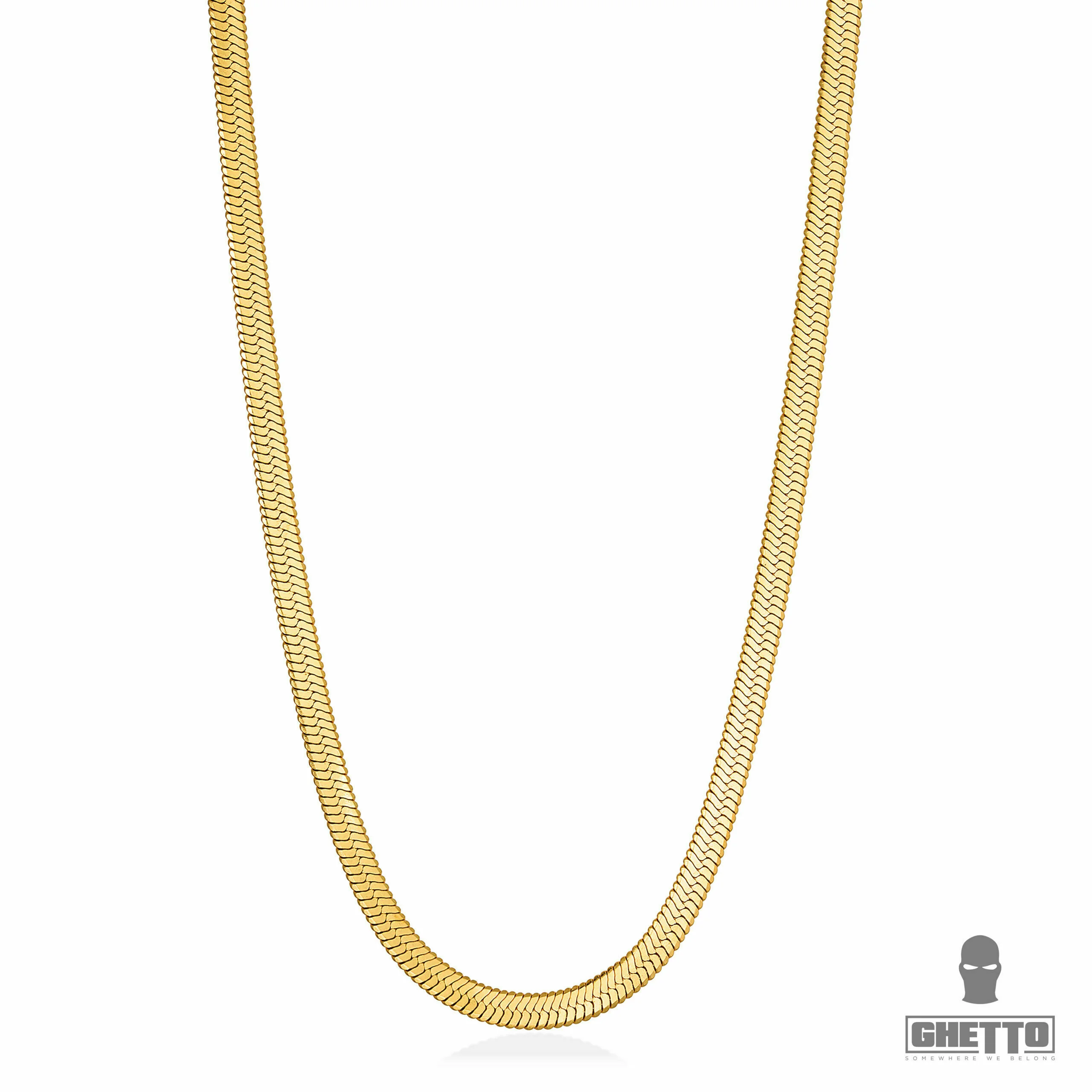 ghetto 18k gold filled stainless steel herringbone choker layered necklace