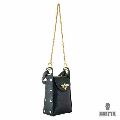 ghetto queen bee mini vertical black bag