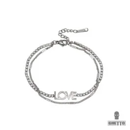 Ghetto Love Brățară cu două straturi de cristal din oțel inoxidabil
