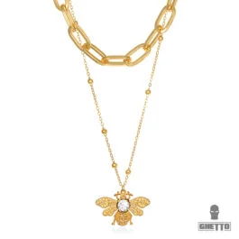 Ghetto Large Queen Bee Colier cu două straturi pentru femei