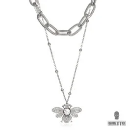 Ghetto Large Queen Bee Colier cu două straturi pentru femei