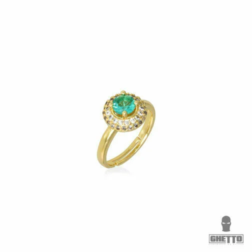 inel reglabil cu pietre prețioase ghetto verde deschis în formă de diamant cz