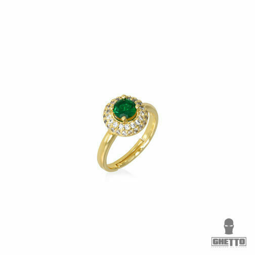 ghetto green diamond shaped cz gemstone adjustable ring