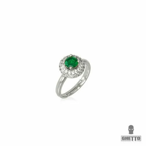 inel reglabil cu pietre prețioase ghetto green diamond shaped cz