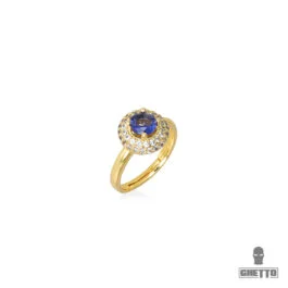 Inel reglabil Ghetto Blue Diamond Shaped CZ Gemstone