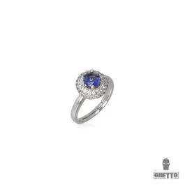 Inel reglabil Ghetto Blue Diamond Shaped CZ Gemstone