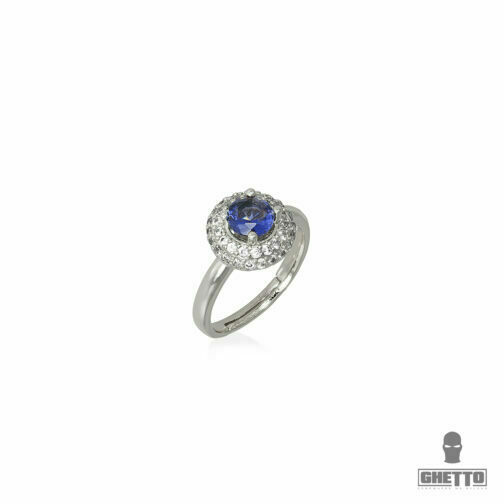 ghetto blue diamond shaped cz gemstone adjustable ring