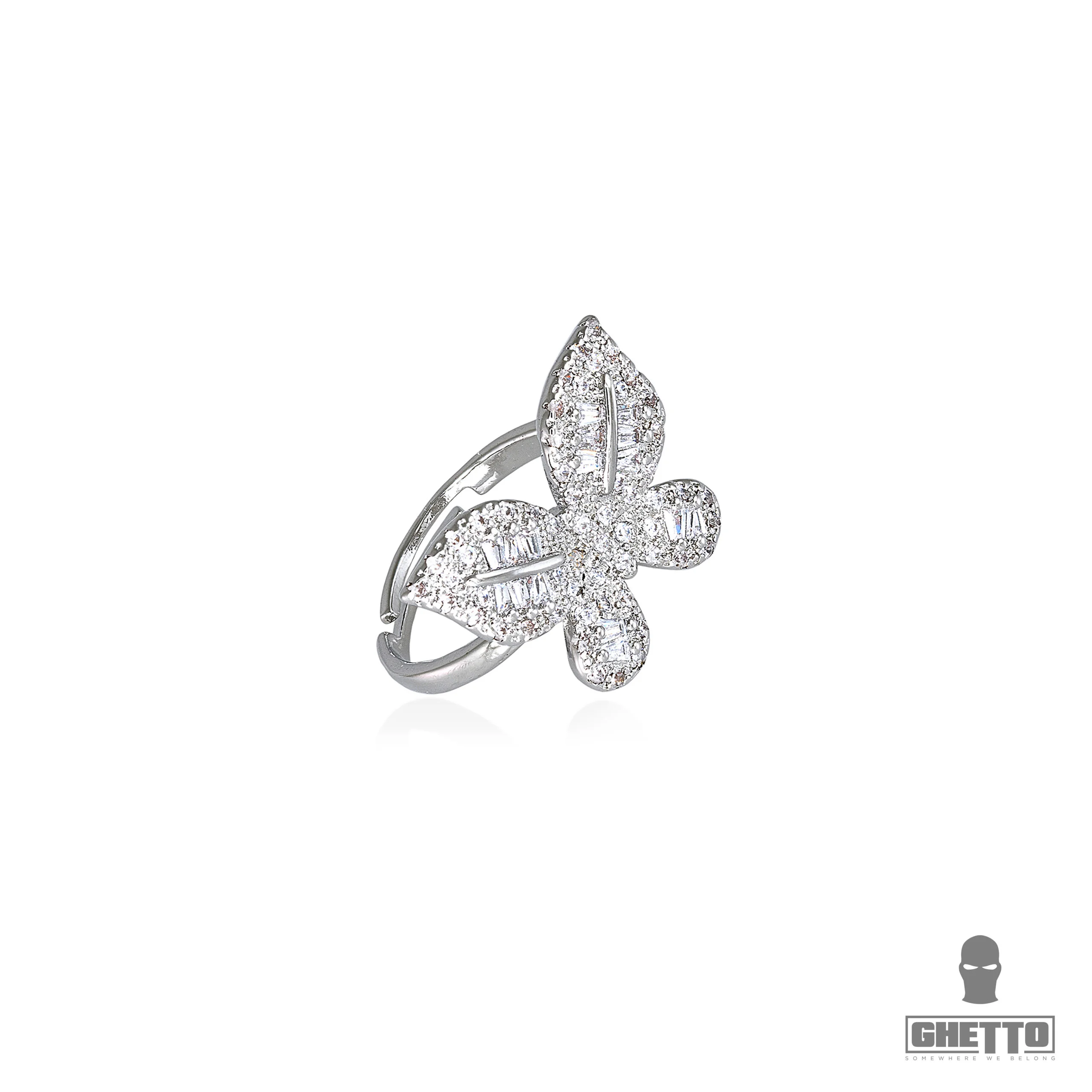 ghetto butterfly shaped cz adjustable ring