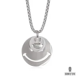 Ghetto Hip Hop "Smile" Colier cu pandantiv din oțel inoxidabil