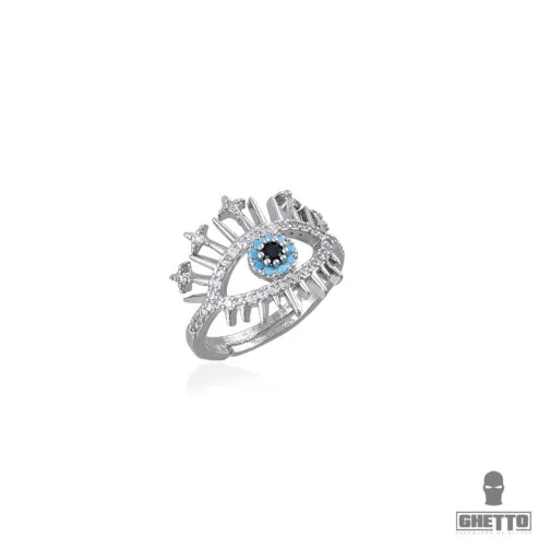 ghetto greek eye cz adjustable ring