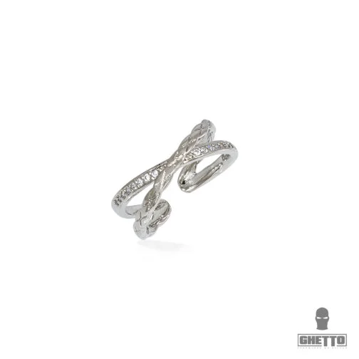 ghetto open cross chain adjustable ring