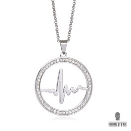 Ghetto Heart Beat Circle Zircon Pendant Hip Hop Necklace