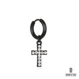 Ghetto Kpop Diamond cercei negru cruce din oțel inoxidabil 1pcs