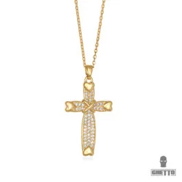 Colier cu pandantiv Ghetto Cross Zircon with Hearts