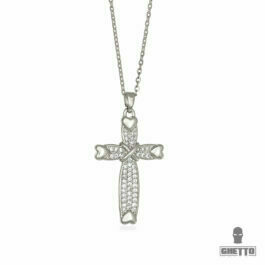 Ghetto Cross Zircon with Hearts Pendant Necklace