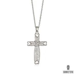 Colier cu pandantiv Ghetto Cross Zircon with Hearts