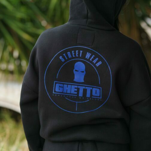 ghetto street wear set sport hoodie crop top pants big pocket black for women one size