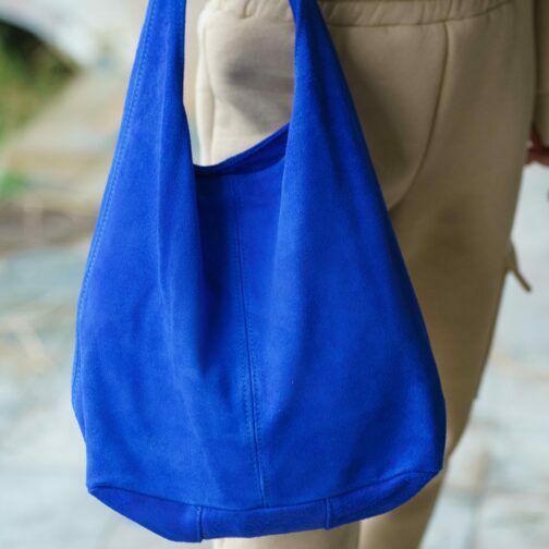 ghetto lift shoulder blue leather bag for women