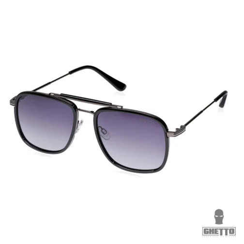 ghetto square retro oversized luxury men sunglasses black/silver frame