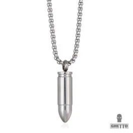 Ghetto Hip Hop Colier Bullet Pandantiv din oțel inoxidabil