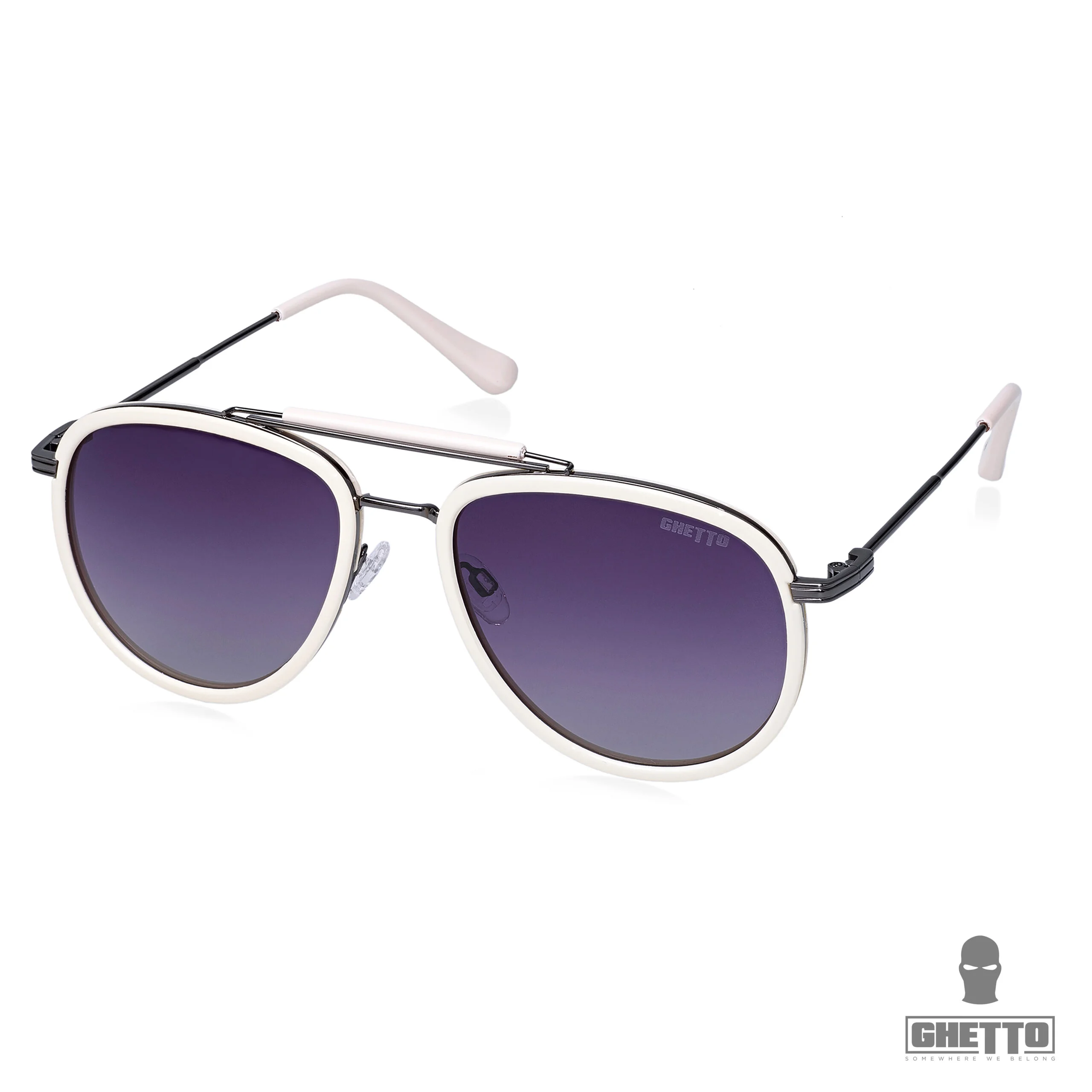 ghetto fashion ochelari de soare supradimensionați alb / armă cadru unisex