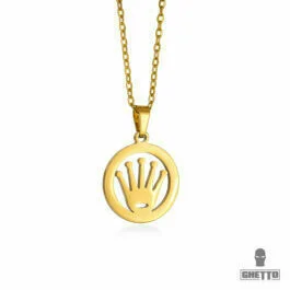 Colier cu pandantiv Ghetto Famous Crown SS Gold 18k