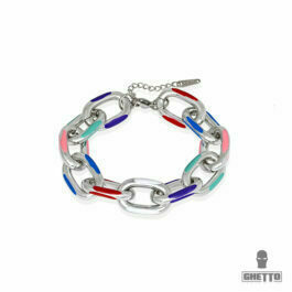 Ghetto Multicolor Acrylic Silver Chain Bracelet