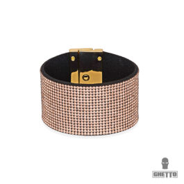 Ghetto Leather Bracelet Full Iced Rose Gold ZC