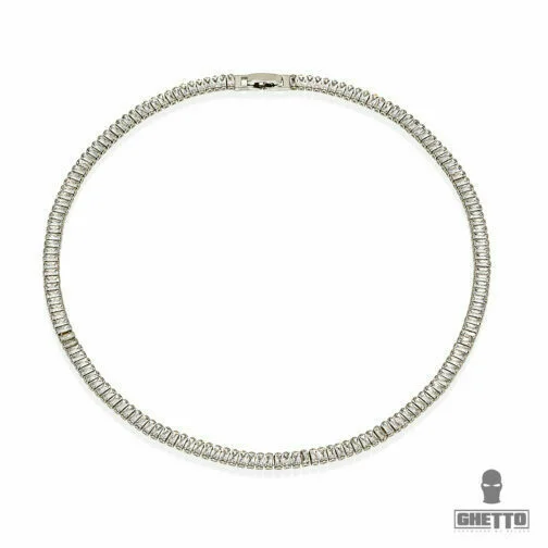 ghetto zc square iced short stainless steel necklace for women