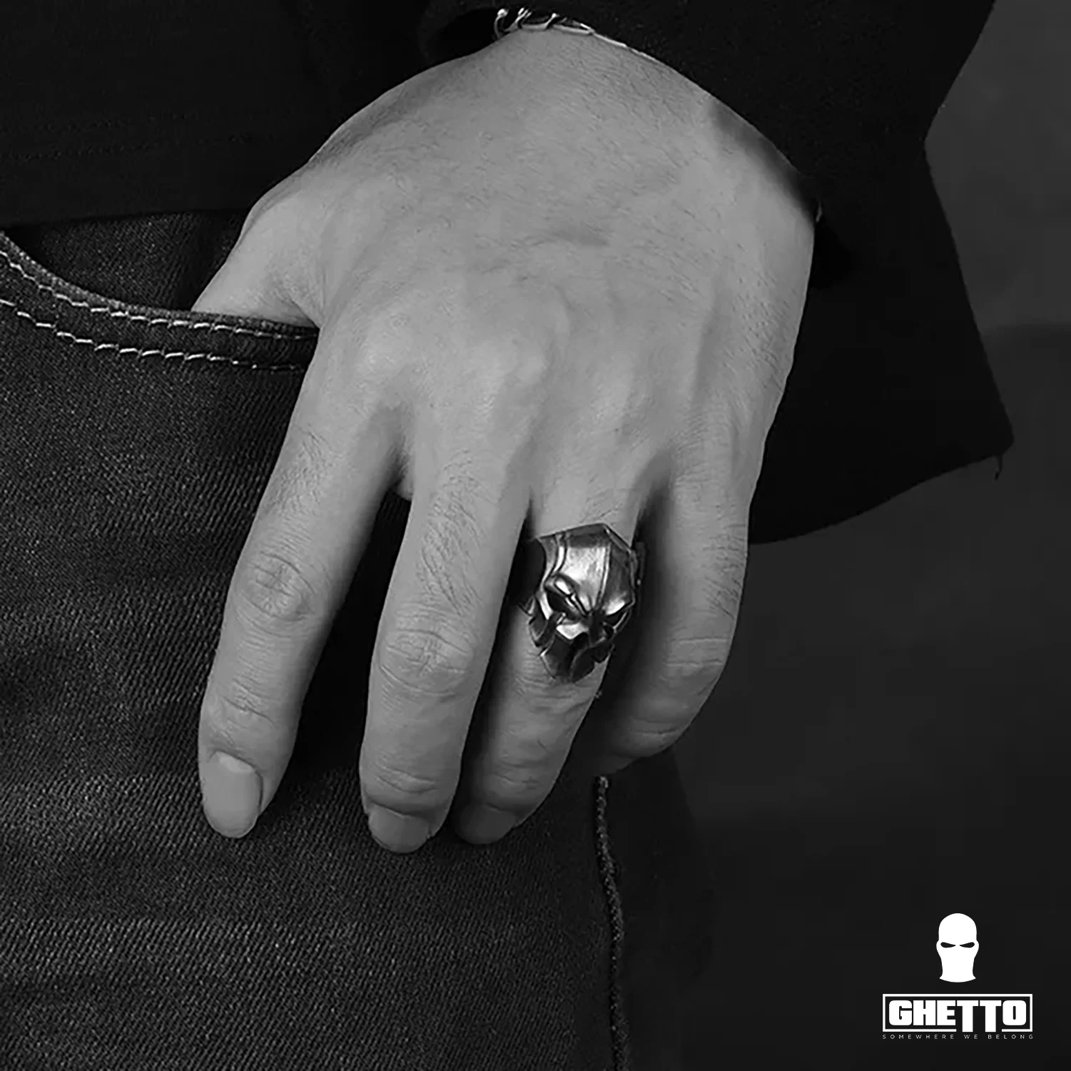 ghetto sparta skeleton adjustable ring