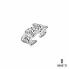 Ghetto CZ Cuban Shaped Ring Adjustable Stainless Steel