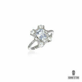 Ghetto Square Diamond Shaped CZ Gemstone Adjustable Ring