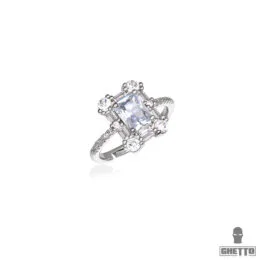 Inel reglabil Ghetto Square Diamond Shaped CZ Gemstone