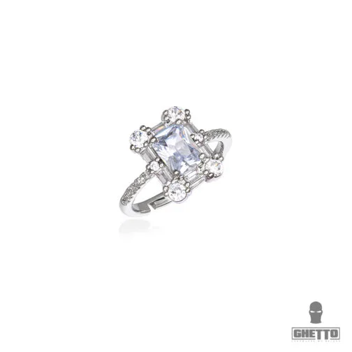 ghetto pătrat diamant în formă de cz gemstone inel reglabil