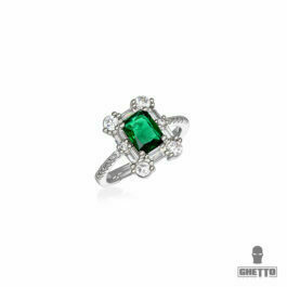 Ghetto Square Green Diamond Shaped CZ Gemstone Adjustable Ring