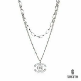 Ghetto Famous Brand Double C Pendant Colier dublu strat pentru femei