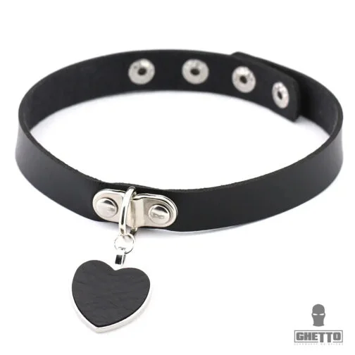 ghetto punk piele choker inima bijuterii pandantiv colier