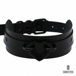 Ghetto Punk negru negru piele negru inima Gothic Choker Colar