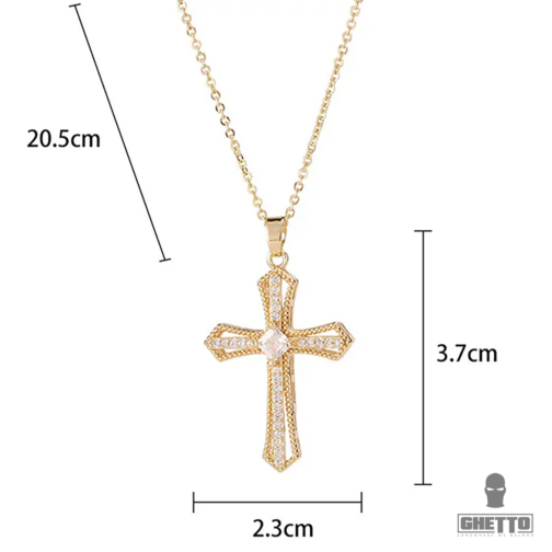 ghetto cz full diamond gold plated cross pendant necklace