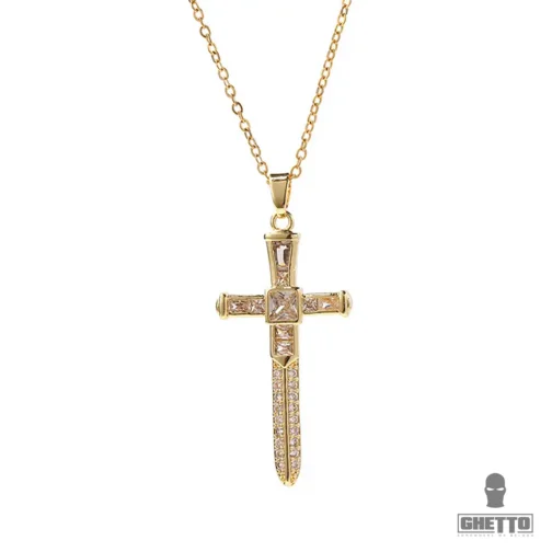 ghetto crucifix pendant cz gold 18k plated cross clavicle chain for women