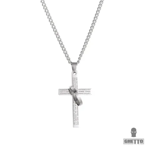 ghetto lords inel de rugăciune cruce pandantiv șarpe herringbone lanț